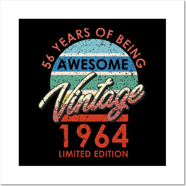 56 Years of Being Awesome Vintage 1964 Limited Edition Wall Art by simplecreatives